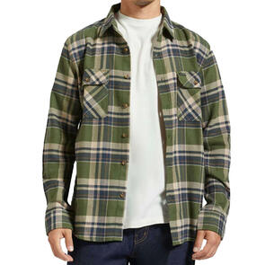 BRIXTON BOWERY L/S FLANNEL CYPRESS GREEN/WASHED NAVY/WHITECAP