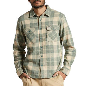 BRIXTON BOWERY STRETCH WATERRESISTANT FLANNEL TREKKING GREEN/OATMILK