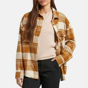 BRIXTON BOWERY W CLASSIC FLANNEL - WASHED COPPER/WHITECAP