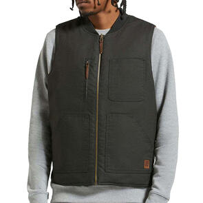 BRIXTON BUILDERS ABRAHAM REV VEST WASHED BLACK/RUST ORANGE