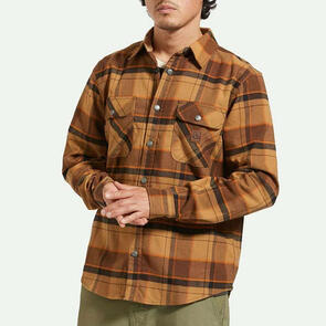 BRIXTON BUILDERS BOWERY STR WR FLANNEL - BURRO BROWN/PINECONE BROWN/BLACK