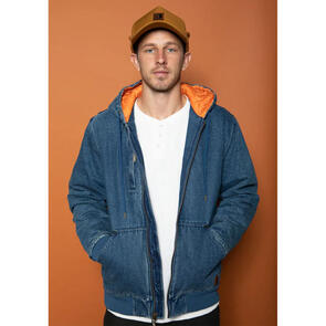 BRIXTON BUILDERS ZIP HOOD JACKET MEDIUM WASH INDIGO