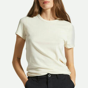 BRIXTON CAREFREE ORGANIC GD SLIM CREW T-SHIRT - WHITE SMOKE