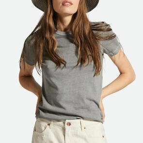 BRIXTON CAREFREE ORGANIC GD SLIM CREW T-SHIRT - WASHED BLACK