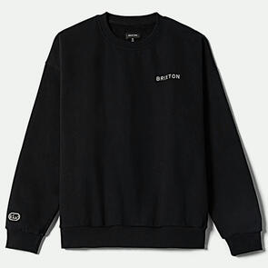 BRIXTON EMBROIDERED HEAVY WEIGHT OVERSIZED CREW BLACK