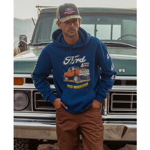 BRIXTON FORD MUD MARATHON FLEECE HOODIE FORD BLUE