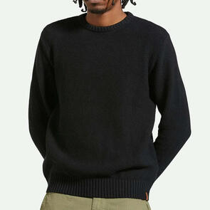 BRIXTON JACQUES WAFFLE KNIT SWEATER BLACK