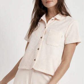 BRIXTON MARQUEE S/S TERRY TOP - SOFT PINK