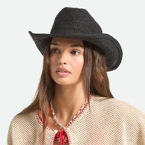 BRIXTON ODESSA STRAW PACKABLE COWBOY HAT BLACK