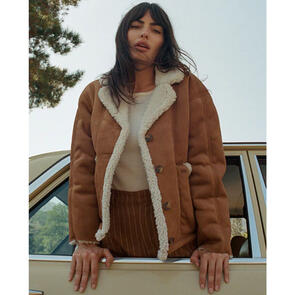 BRIXTON RESERVE SHEARLING JACKET - CARAMEL