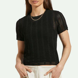 BRIXTON SHEER KNIT TOP SHORT SLEEVE - BLACK