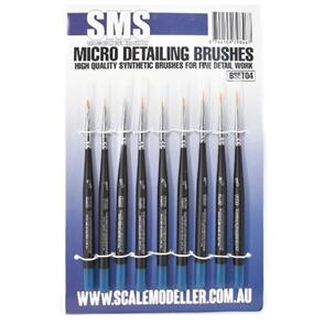 SMS SCALE MODELLERS SUPPLY SYNTHETIC MICRO DETAILING BRUSH SET 9PC