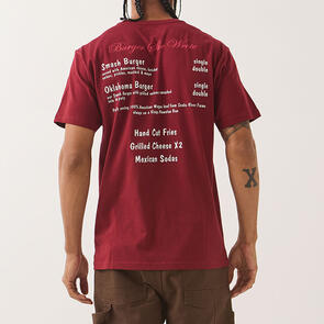 BRIXTON BURGER SHE WROTE POCKET TEE BURGUNDY