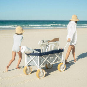 BUSINESS & PLEASURE CO FOLDING BEACH CART LAURENS NAVY STRIPE