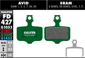 GALFER FD427 BRAKE PADS AVID ELIXIR, SRAM LEVEL, FORCE/RED ETAP AXS G1554T