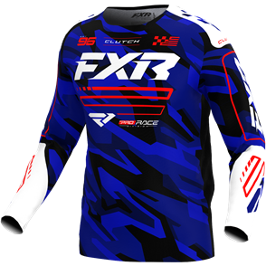FXR YOUTH CLUTCH MX JERSEY 25 - BLUE CAMO/RED 