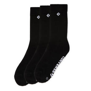 CONVERSE 3 PACK CREW SOCKS BLACK
