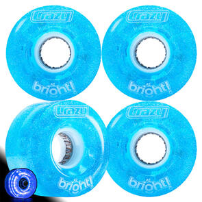 CRAZY SKATES 62MM BRIGHTS BLUE LED LIGHT UP ROLLER SKATE WHEELS (SET OF 4)