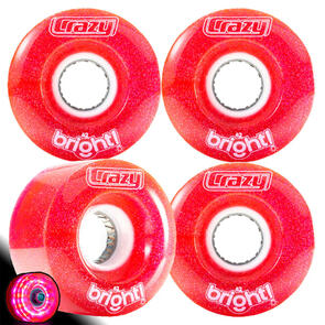 CRAZY SKATES 62MM BRIGHTS RED LED LIGHT UP ROLLER SKATE WHEELS (SET OF 4)