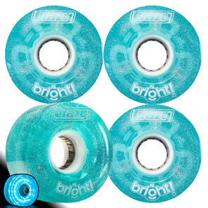 CRAZY SKATES 62MM BRIGHTS TEAL LED LIGHT UP ROLLER SKATE WHEELS (SET OF 4)