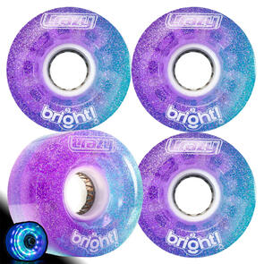 CRAZY SKATES 62MM BRIGHTS PURPLE TEAL LED LIGHT UP ROLLER SKATE WHEELS (SET OF 4)