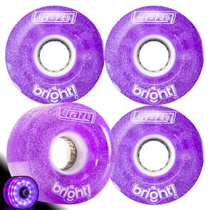 CRAZY SKATES 62MM BRIGHTS PURPLE LED LIGHT UP ROLLER SKATE WHEELS (SET OF 4)
