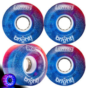 CRAZY SKATES 62MM BRIGHTS BLUE RED LED LIGHT UP ROLLER SKATE WHEELS (SET OF 4)