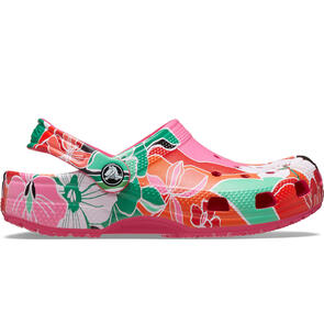 CROCS KIDS CLASSIC WOODCUT FLORAL CLOG DRAGON FRUIT