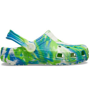 CROCS TODDLERS CLASSIC GLOW MARBLED CLOG PREP BLUE/MULTI