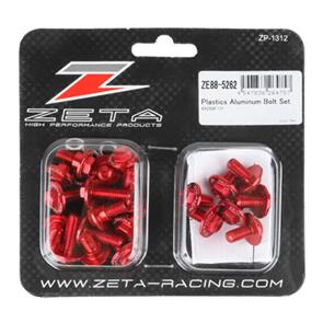 ZETA ALUMINUM BOLT SET PLASTICS KAW KX250/F '17-20 25PCS RED