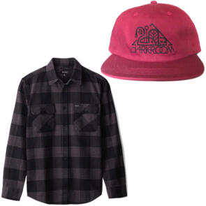 BRIXTON BOWERY L/S FLANNEL + DARKROOM OG RED 'FRIDAY'