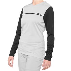 100% RIDECAMP WOMEN'S LS JERSEY GREY/BLK 