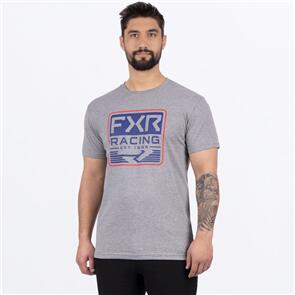 FXR MEN'S EMBLEM PREMIUM T-SHIRT - GREY HEATHER/REFLEX