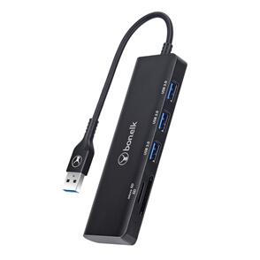 BONELK BONELK LONG-LIFE USB-A TO 3 PORT USB 3.0 + SD/MICRO SD READER (SPACE GREY)