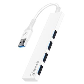 BONELK LONG-LIFE USB-A TO 4 PORT USB 3.0 SLIM HUB (WHITE)