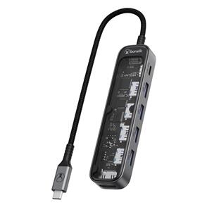 BONELK BONELK VISION LONG-LIFE USB-C TO 6IN1 MULTIPORT HUB (CLEAR)
