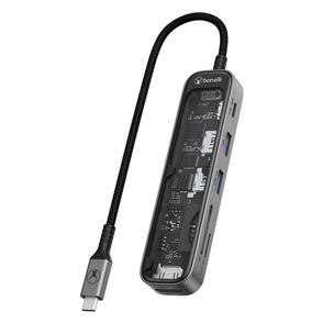 BONELK BONELK VISION LONG-LIFE USB-C TO 6-IN-1 W/CARD READER MULTIPORT HUB (SG/CLEAR)