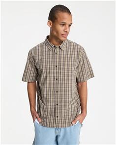 QUIKSILVER MENS STONETOWN SHORT SLEEVE SHIRT SENECA CHECK STONETOWN