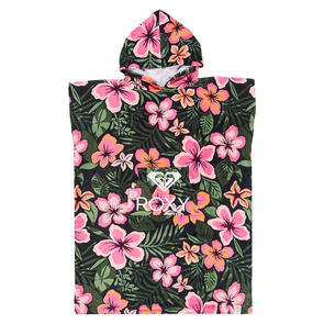 ROXY GIRLS RG STAY MAGICAL PRINTED HOODED TOWEL ANTHRACITE FEARLESS FLORAL