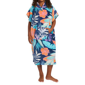ROXY GIRLS STAY MAGICAL PRINTED HOODED TOWEL VINTAGE INDIGO TROPICAL ADVENT