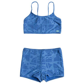 ROXY BEACH CHECK CROP TOP SET NEBULAS BLUE BEACH CHECK