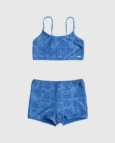 ROXY BEACH CHECK CROP TOP SET NEBULAS BLUE BEACH C