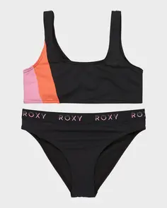 ROXY COLORBLOCK BRALETTE SET ANTHRACITE
