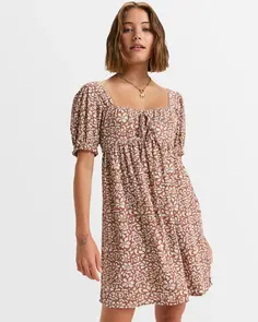 ROXY FRILL BLOOM DRESS II RUSSET FREEFALLIN FLORAL FRESH