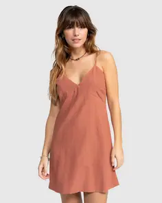 ROXY SANTORINI SLIP DRESS RUSSET