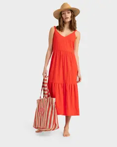 ROXY WAITING LINE DRESS POPPY RED