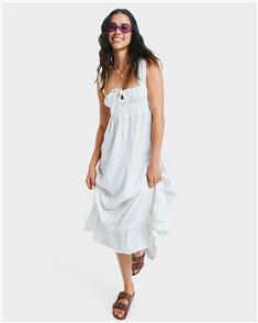 ROXY WOMENS PARADISE WINDS MIDI DRESS (WBB0) BRIGHT WHITE BRIGHT WHITE