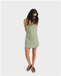 ROXY WOMENS SANTORINI SLIP MINI DRESS (GLD0) OIL GREEN OIL GREEN