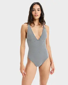 ROXY GINGHAM ONE PIECE ANTHRACITE