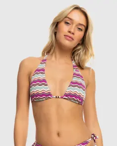 ROXY FLOWY MOOD TIKI TRI BIKINI TOP ELONGATED PALE DOGWOOD FLOWY